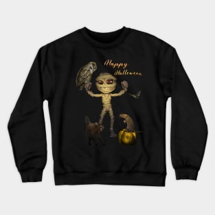 Funny halloween design with mummy, owl and pumpkin Crewneck Sweatshirt